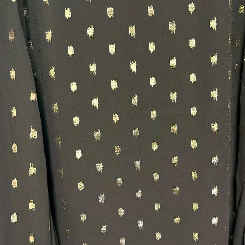EUC [Ted Baker] Naiomy Black/Silver Flecked Wrap Printed Blouse Top Womens Sz 2 - Picture 10 of 11